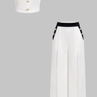 Contrast Tube Top And Wide Leg Trousers Set
