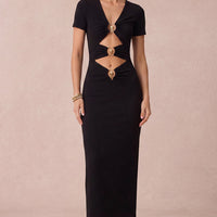 Riviera Metallic Cut-Out Maxi Dress