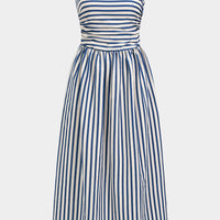 Stripes Print Slip Strapless Sleeveless Maxi Dress