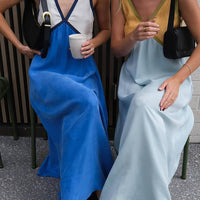 V-neck Contrasting Color Splicing Chic Dress