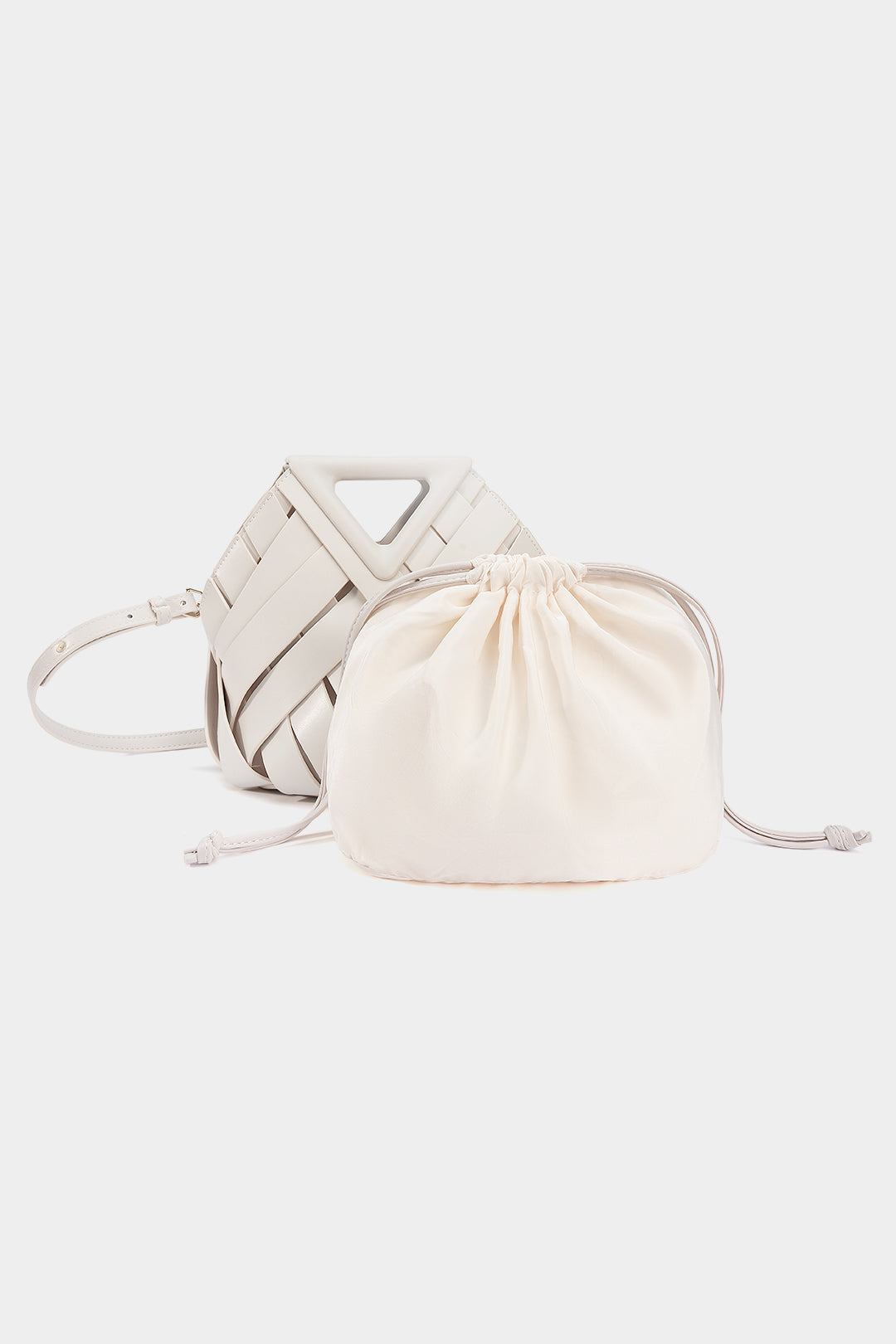 Faux Leather Woven Tote Bag