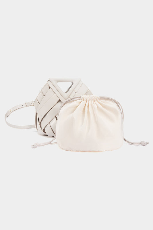 Faux Leather Woven Tote Bag