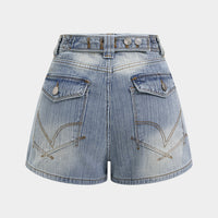 Denim High Waist Wide Leg Shorts