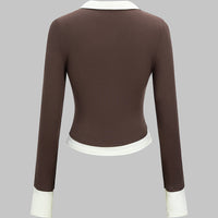 Contarst Polo Long-Sleeve Top