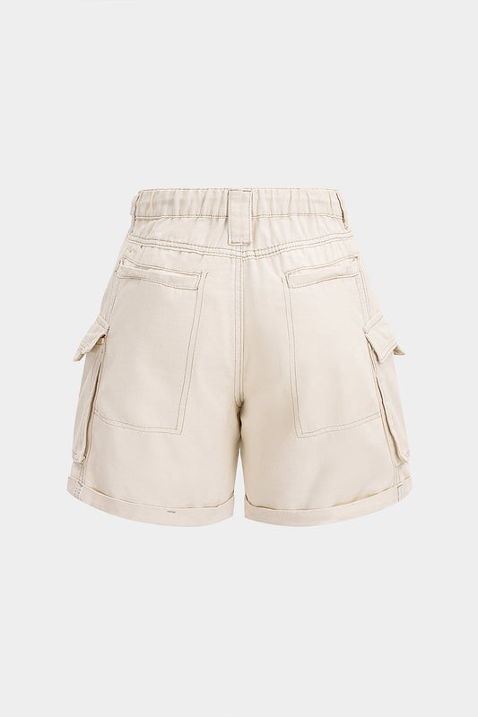 Denim Belted Pocket Shorts