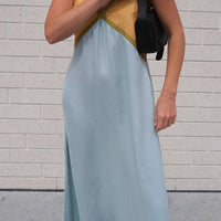 V-neck Contrasting Color Splicing Chic Dress