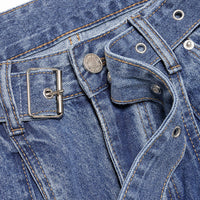 Denim Belted Straight Leg Jeans