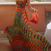 Elegant Personalized Painted Print A-Line Maxi Dress