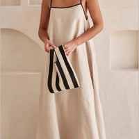 A-line Summer Vibe Contrasting Suspender Dress