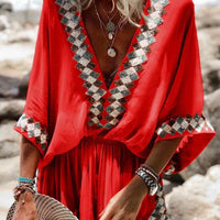 Bohemian Beach Print Kimono Romper