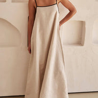 A-line Summer Vibe Contrasting Suspender Dress