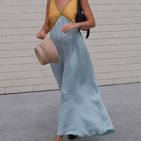V-neck Contrasting Color Splicing Chic Dress