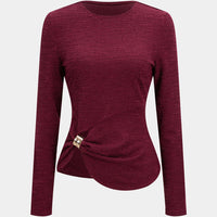 Metallic Decor Texture Long-Sleeve Top
