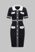 Knit Contrast Lapel Button Short Sleeve Dress