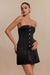 Denim Pleated Strapless Mini Dress