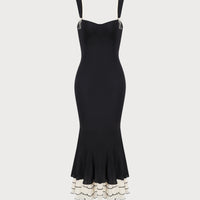 The Black Sweetheart Neck Bodycon Slip Maxi Dress