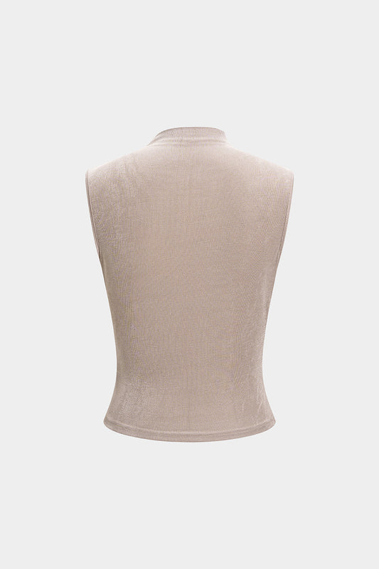 Mock Neck Ruched Tank Top