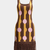 Knit Slip Fringe Trim Sleeveless Dress