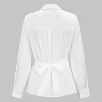 Ruched Tie-Back Long-Sleeve Shirt