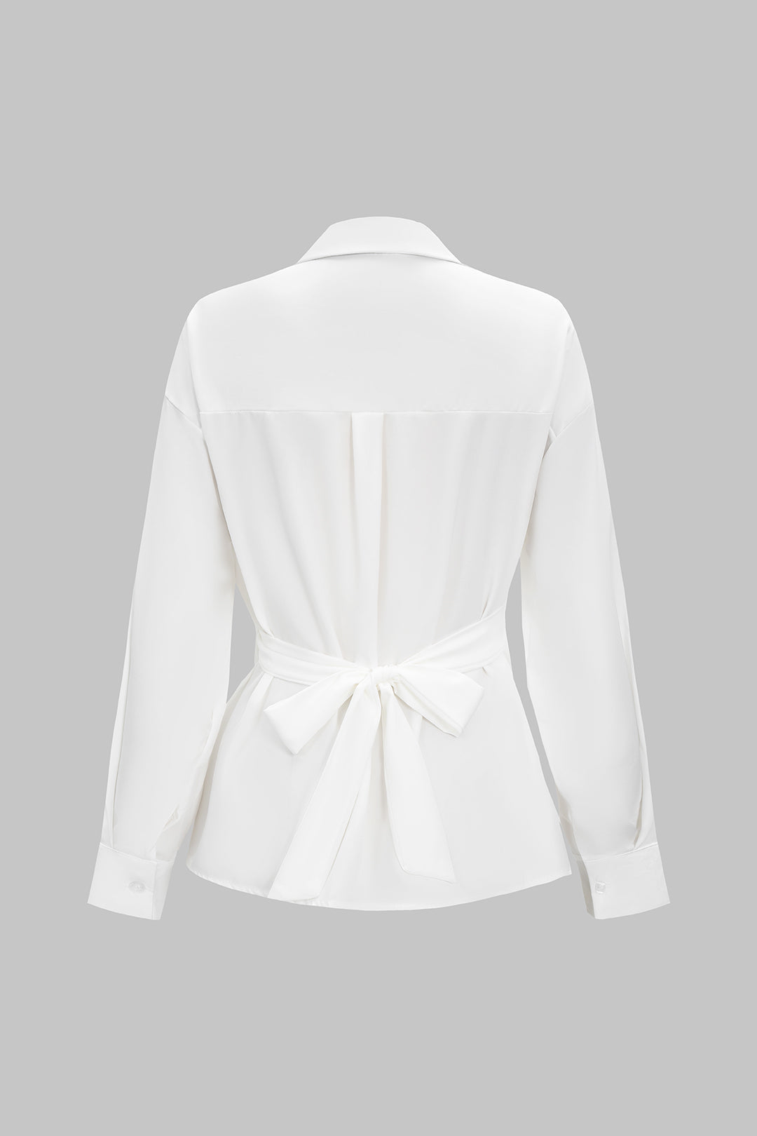 Ruched Tie-Back Long-Sleeve Shirt