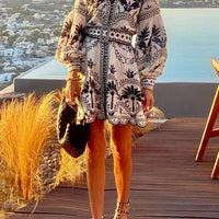 Fashion Printed Beach Loose Mini Dress