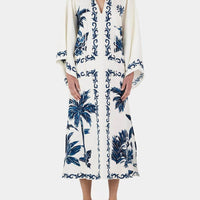 Vintage Hawaiian Print Sequined Oversized Loose Midi Dress