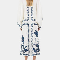 Vintage Hawaiian Print Sequined Oversized Loose Midi Dress