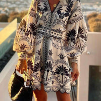 Fashion Printed Beach Loose Mini Dress