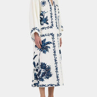 Vintage Hawaiian Print Sequined Oversized Loose Midi Dress
