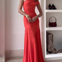 Elegance Effortless  Mesh Off Shoulder Ruched Stretch Maxi Dress