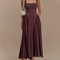 Minimalist Retro Square Neck Dress