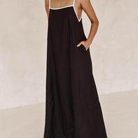 A-line Summer Vibe Contrasting Suspender Dress