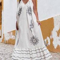 Unique Ethnic Under The Sun Printed V-Neck Dress