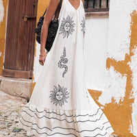 Unique Ethnic Under The Sun Printed V-Neck Dress