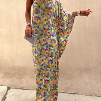 Casual Holiday Ink-dye Print Off-shoulder Maxi Dress
