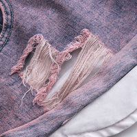 Denim Asymmetrical Ripped Pocket Shorts