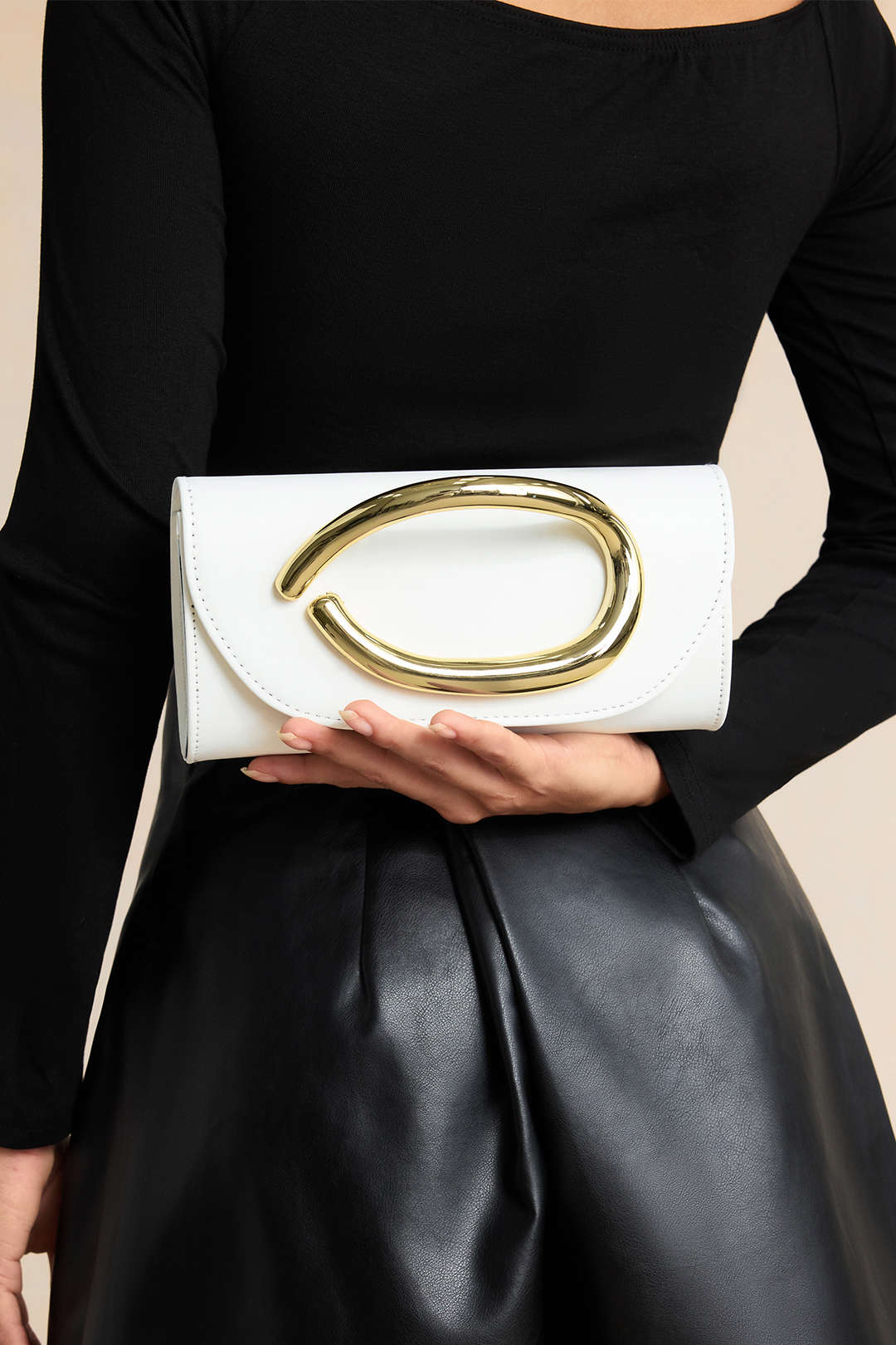 Metallic Faux Leather Clutch Bag