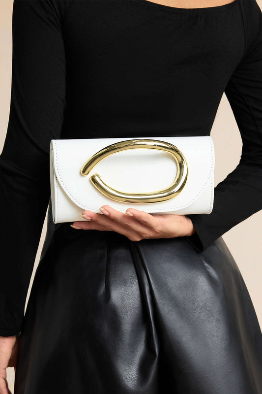 Metallic Faux Leather Clutch Bag