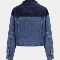 Denim Contrast Button Frayed Jacket