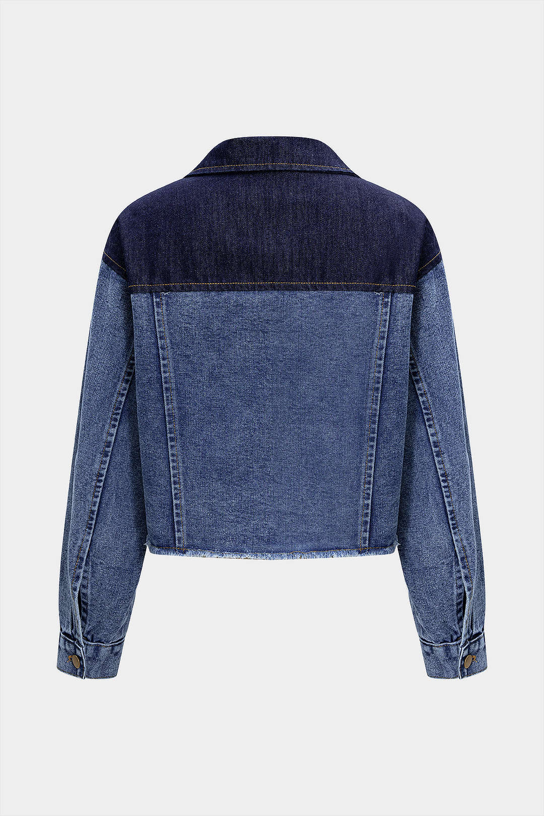 Denim Contrast Button Frayed Jacket