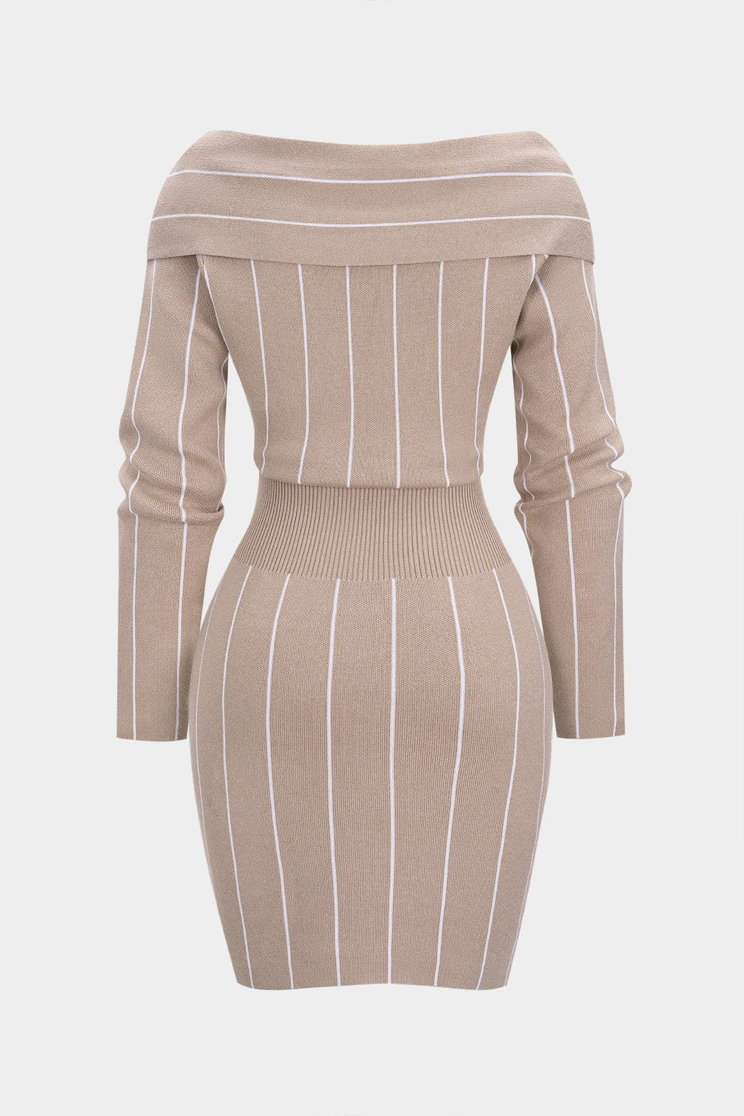Knit Contrast Stripes Print Long Sleeve Dress