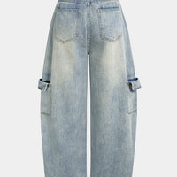 Denim Pocket High Waist Wide Leg Jeans