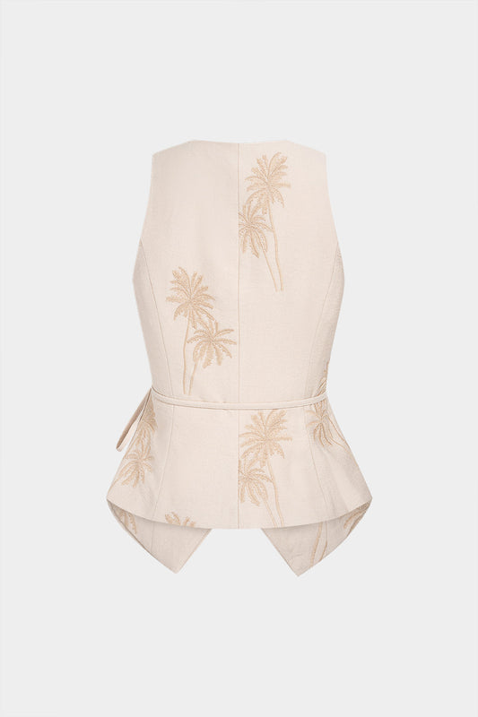 Embroidery Tie Front Tank Top