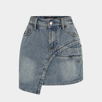 Denim Asymmetrical Pocket Skirt