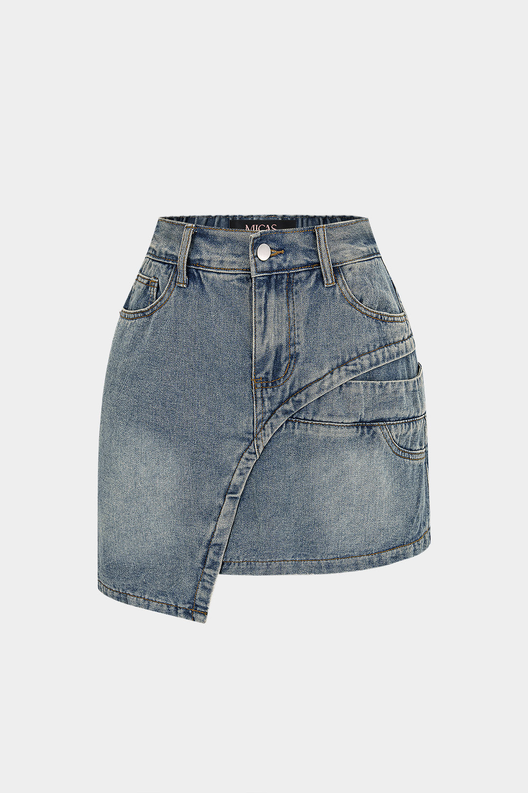 Denim Asymmetrical Pocket Skirt