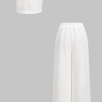 Contrast Tube Top And Wide Leg Trousers Set