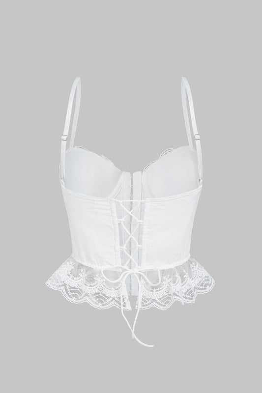 Lace Patchwork Tie Back Cami Top