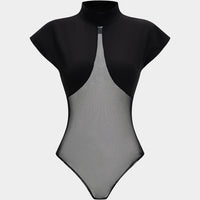 Patchwork Mesh Short Sleeve Bodysuit