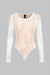 Lace Round Neck Hollow Out Long-Sleeve Bodysuit