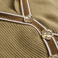 Knit Contrast Asymmetrical Metallic Button Short-Sleeve Top